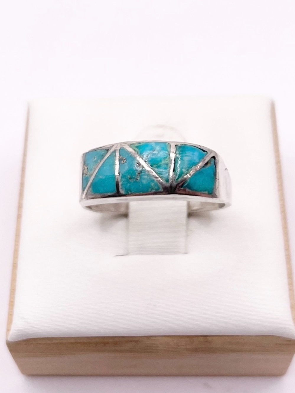 Size 6.5 Turquoise Inlay Sterling Silver Band Ring